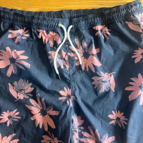 Vintage swim shorts 3XL like new, floral pattern, grey and pink