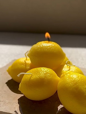 Lemon Plant-Based Candle new, handmade with fresh citrus scent