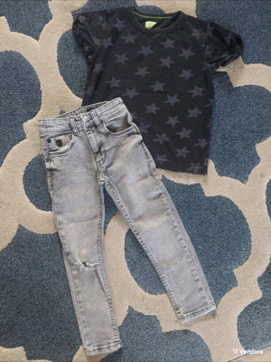 Jeans slim fit 110 cm like new with free t-shirt