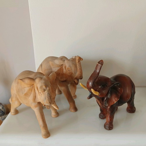 Decorative wooden carved elephants like new from Bali