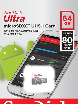 Sandisk Ultra microSDXC 64GB Class 10 με αντάπτορα σαν καινούργιο