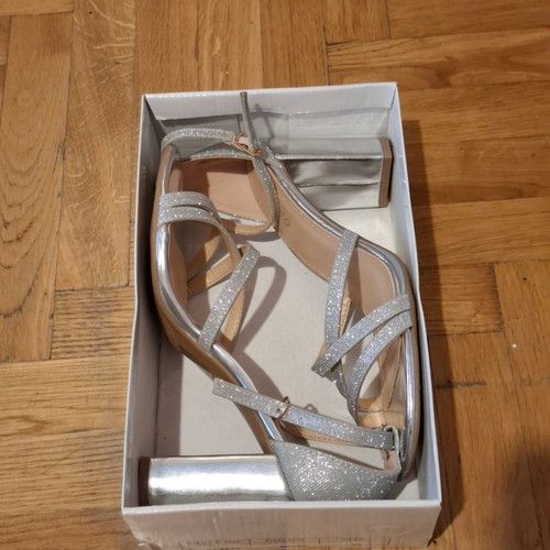Silver sandals like new, size 40, 9 cm heel