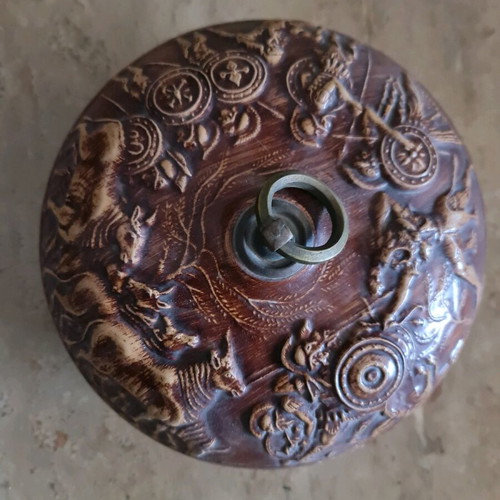 Clay fruit bowl used, old, 20 cm diameter