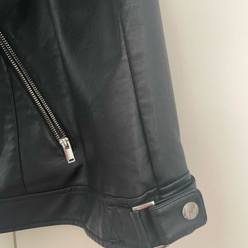 Dorothy Perkins biker jacket used, black faux leather, size UK 22