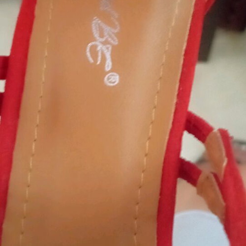 Red suede sandals size 37 like new, heel height 11cm