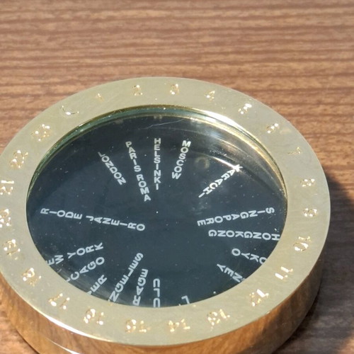 Golden Brass Paperweight Glass Magnifier like new for desk decoration