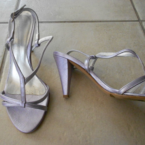 J.B. Bournazos sandals used, leather, size 35, silver-blue