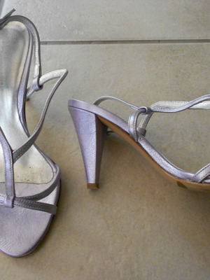 J.B. Bournazos sandals used, leather, size 35, silver-blue