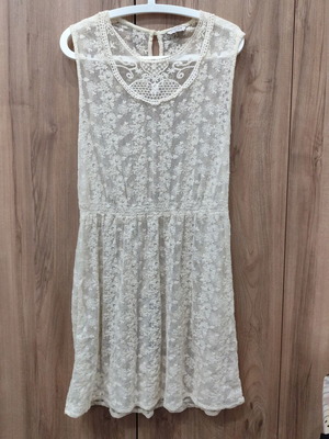 Marks & Spencer boho sleeveless transparent lace dress, ivory