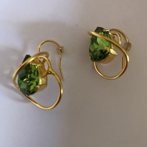 Catherine Bijoux earrings like new, green and gold