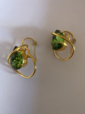 Catherine Bijoux earrings like new, green and gold