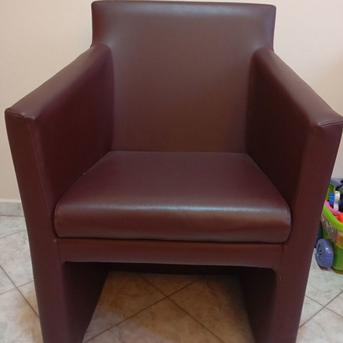 Cube Armchairs Set like new, burgundy leatherette, 2 pcs
