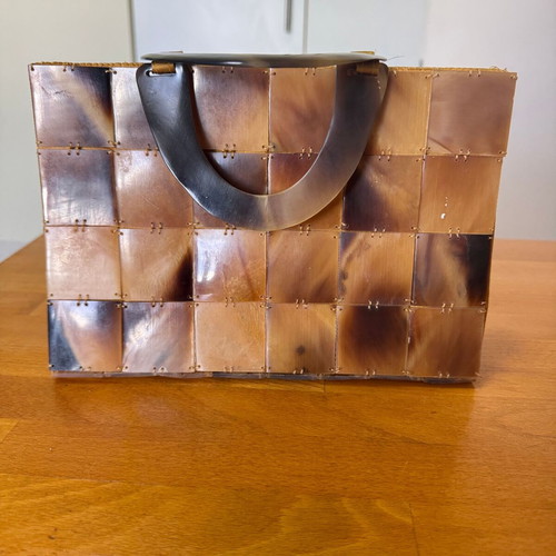 Accessorize clutch bag used, brown and gold