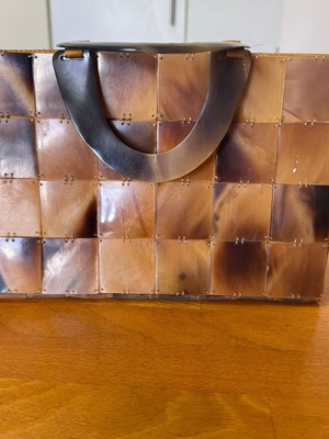 Accessorize clutch bag used, brown and gold