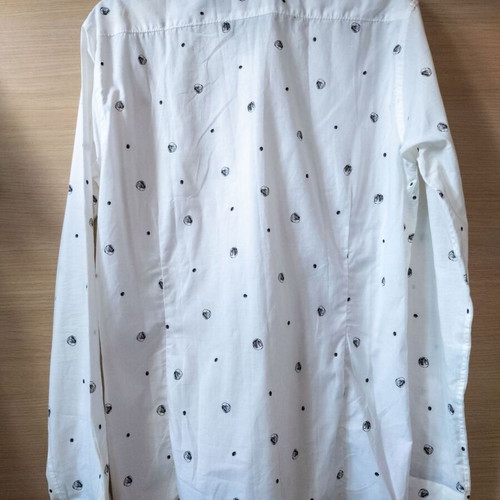 Men's White Shirt with Patterns Size L New