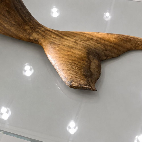 Wooden dolphin sculpture handmade, 23 cm, used