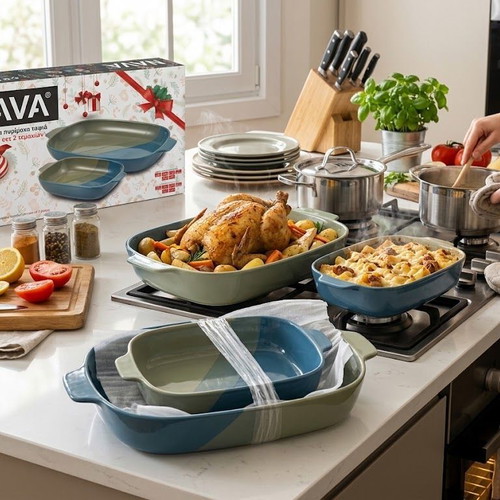 NAVA Stoneware set of 2 rectangular oven dishes