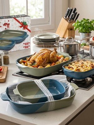NAVA Stoneware set of 2 rectangular oven dishes