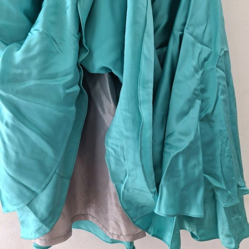 FANI Couture Blue Satin Cocktail Ruffle Dress Size S Like New