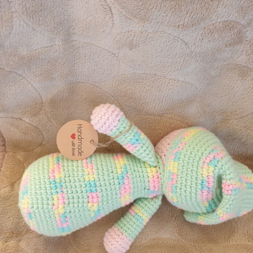 Handmade sleeping baby doll, new, colorful knit, 22cm×12cm