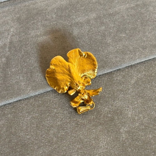 Vintage IRIS gold-plated orchid pin and pendant used
