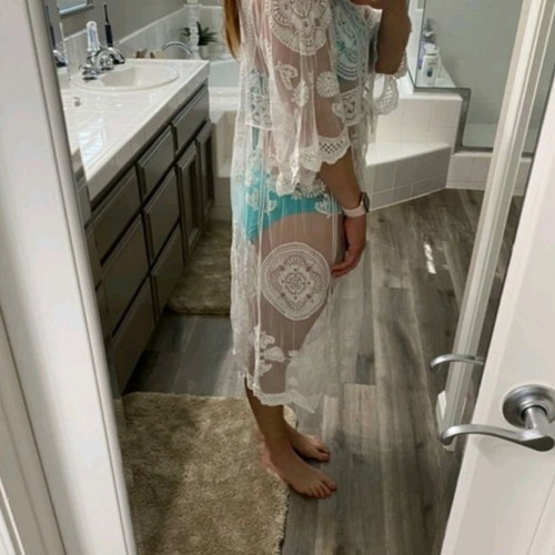 Kimono with embroidery and lace white, new, one size