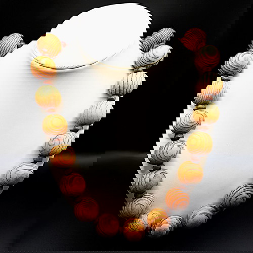 Ξύλινο χειροποίητο κολιέ καινούργιο, Boho σχέδιο, 69cm, καφέ-κίτρινο