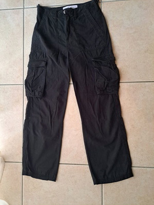 Bershka cargo pants black, high waist, like new, size XS