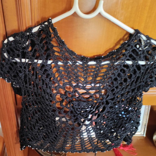 Black knitted bolero with yarn, size S