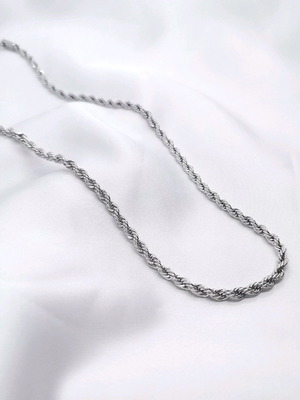 Stainless Steel Curb Chain Necklace 49 cm new, silver