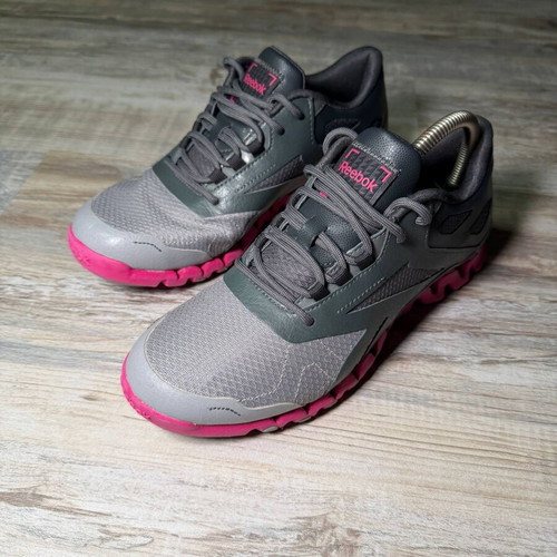 Reebok ZigTech women's running sneakers grey mesh pink sole US 7.5 EU 38