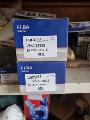 Τακάκια φρένων εμπρός Fi.Ba FBP4038 καινούργια σετ 4 τεμαχίων για Opel και Chevrolet