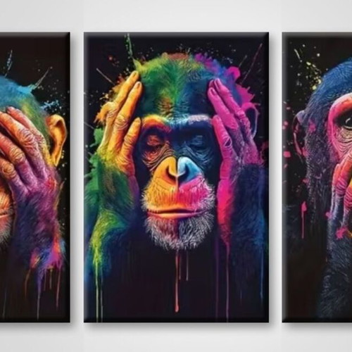 Triptych canvas print 25x35cm new with wooden frame