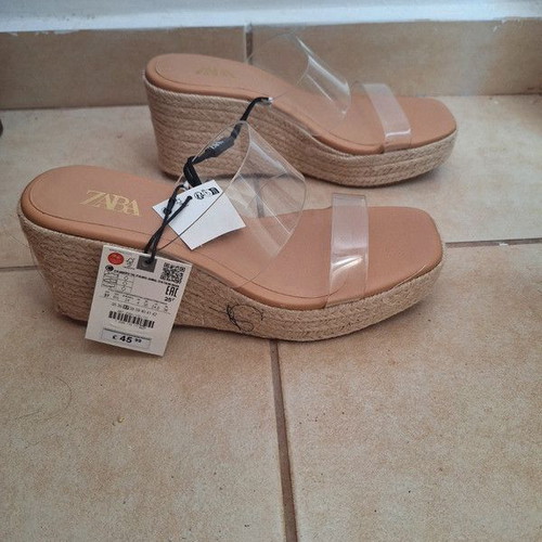 Zara clear platform sandals new with tags, size 37, beige