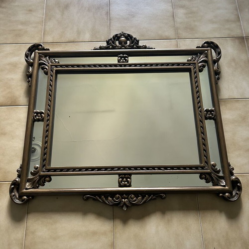 Wooden mirror used with carved vintage frame brown