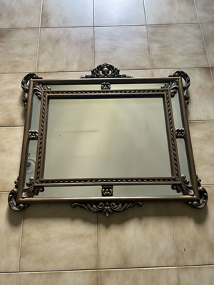 Wooden mirror used with carved vintage frame brown