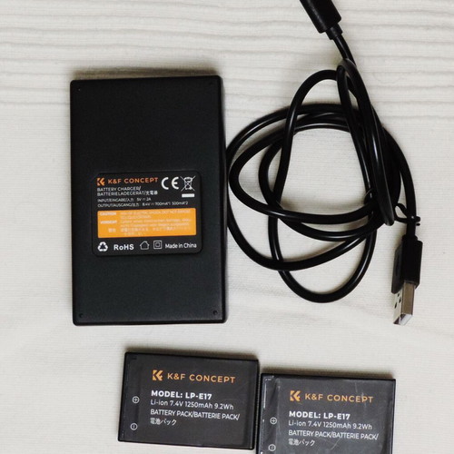 2 K&F Concept LP-E17 batteries for Canon EOS RP with dual charger