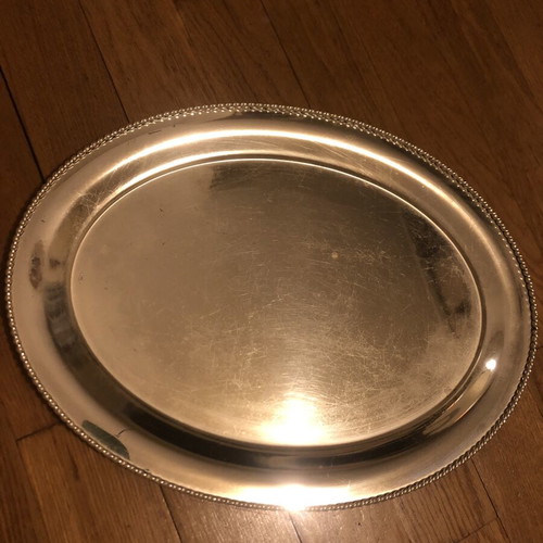 Silver Oval Tray vintage used, 42x32 cm