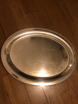 Silver Oval Tray vintage used, 42x32 cm