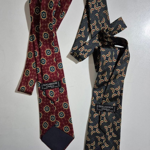 Guy Laroche ties 2 like new, 100% silk, blue and red