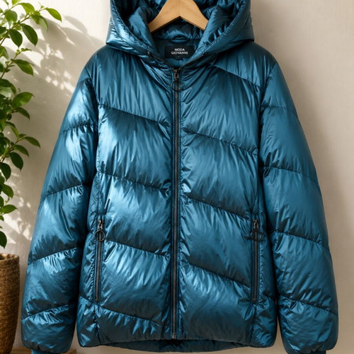 Puffer jacket XXL shiny petrol blue like new, very warm