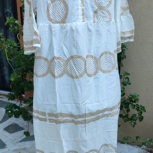 Caftan 100% Viscose New White with Gold Designs