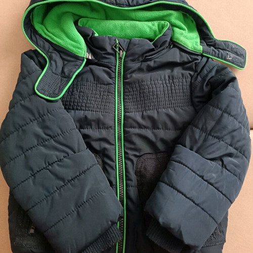 S'Oliver blue jacket used 98 cm for 2 years with fleece lining and detachable hood