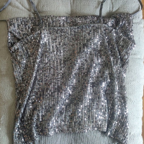 Stradivarius sequin camisole top like new, grey silver, size S