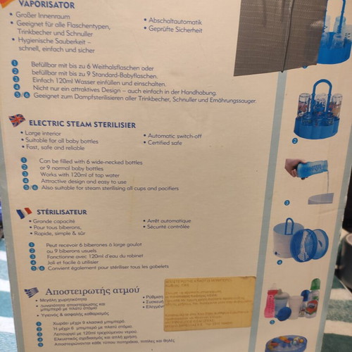 Primamma electric steam sterilizer used, capacity for 9 bottles
