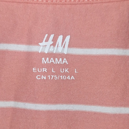 H&M Mama cotton dress coral with white stripes large like new