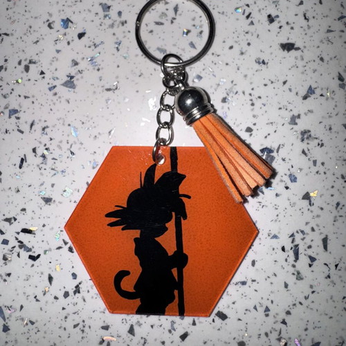 Dragonball handmade painted keychain like new, orange