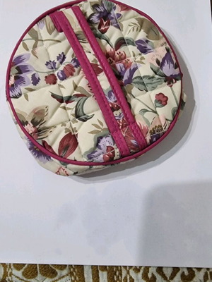 Quilted floral fabric toiletry bag new with mirror