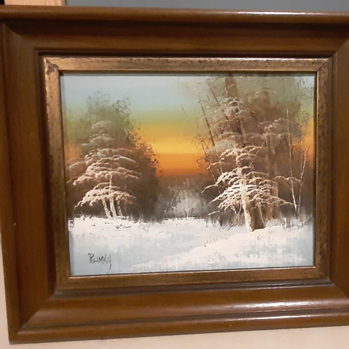 Painting Snowy Landscape Rumky new on canvas 37x32 cm