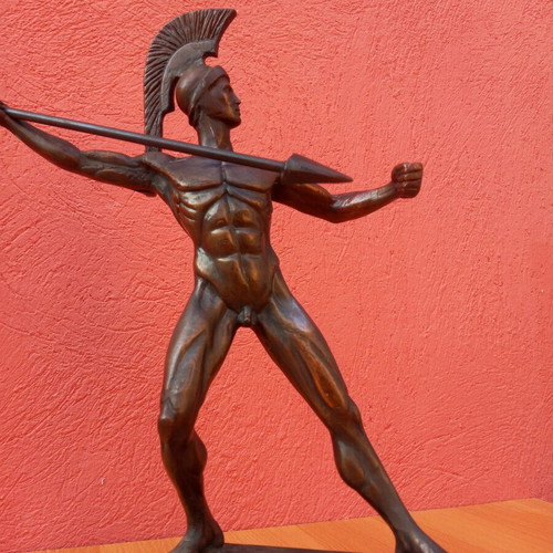 Leonidas sculpture used, tin on marble base